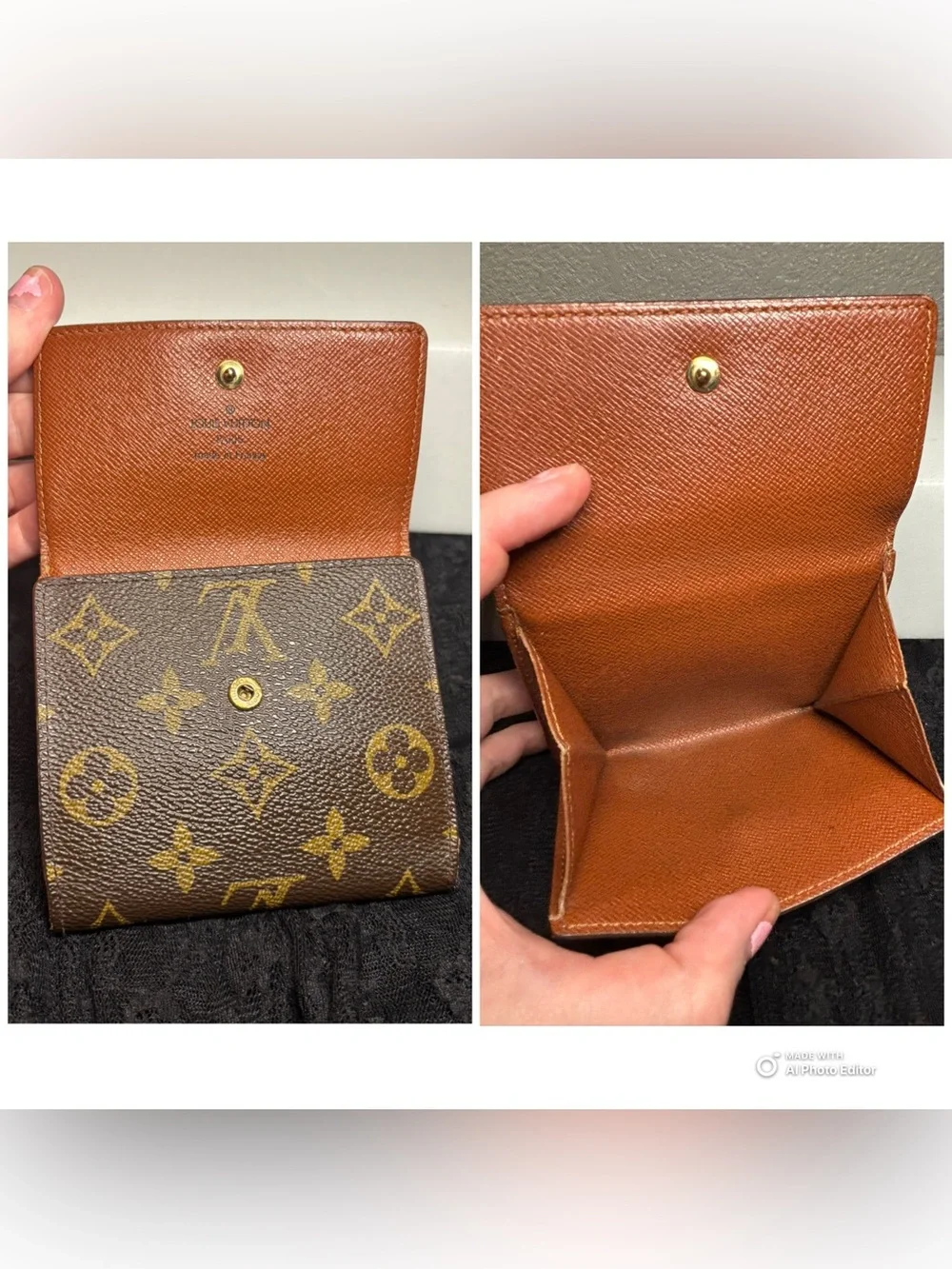 Louis Vuitton Monogram Canvas Elise Compact Wallet Portefeuille France Brown
